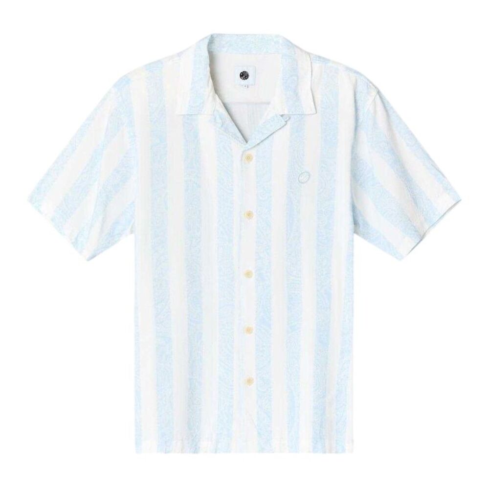 Pretty Green Mens Marshall Regular Short-Sleeved Shirt / Blue